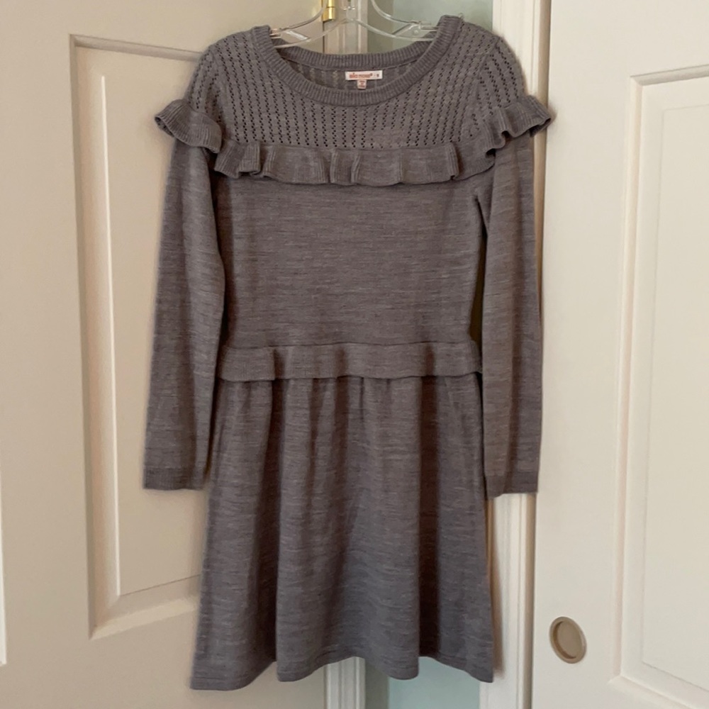 Ella Moss Marble Gray Ruffle Knit Sweater Dress